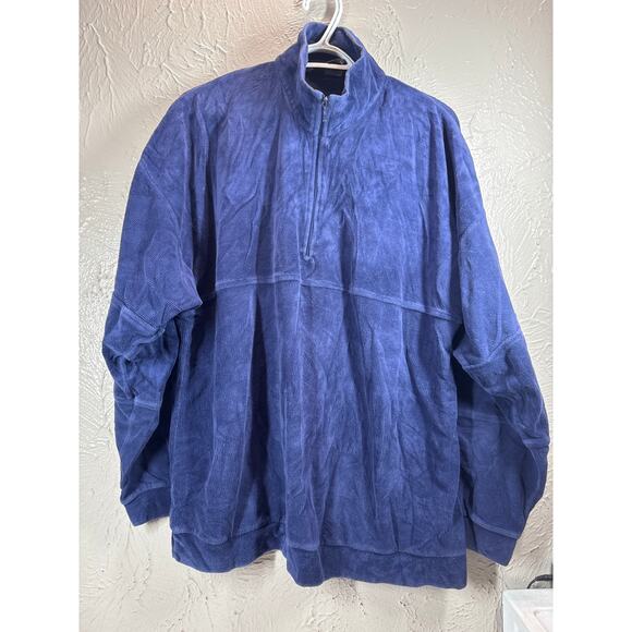 Knightsbridge Blue Velour Mens Shirt Polo Disco Retro Vintage 70 80 USA Made 1X - Picture 1 of 6